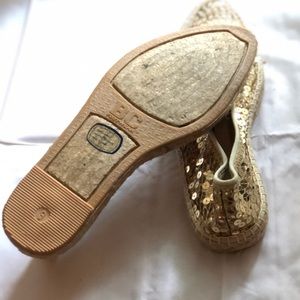 Gold Sequin Slip On Shoes